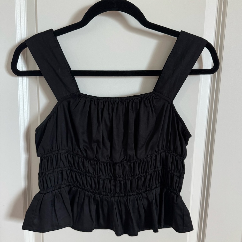 Avec Les Filles Black Ruffled Top